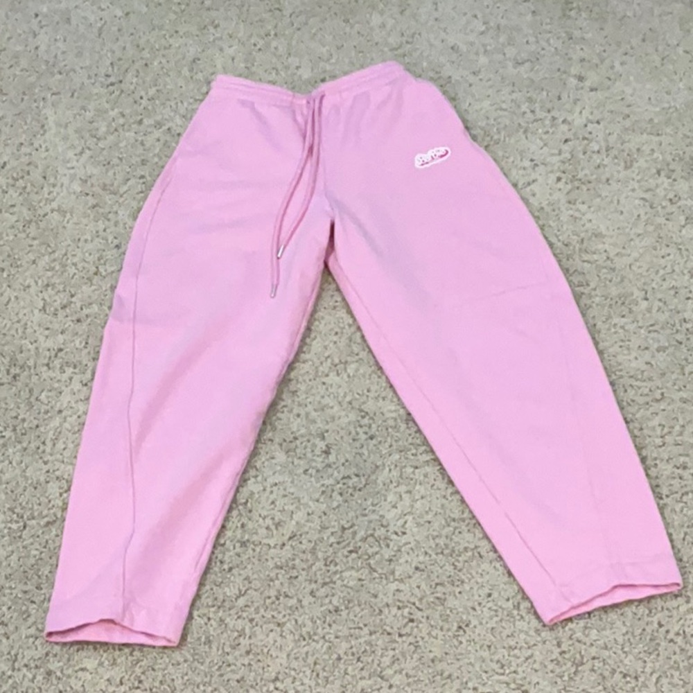 Zara Pink Sweatpants Relaxed Fit Tapered Leg